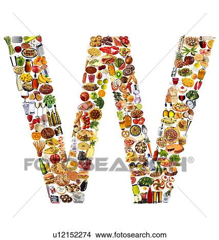 Picture - Foodfont Letter w on White - Non Exclusive. Fotosearch