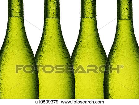 Stock Photo - Four White Wine Bottles on White - Non Exclusive. Fotosearch