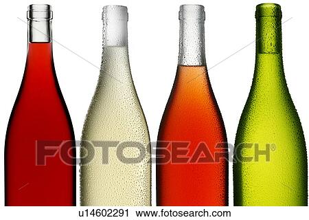 Stock Image - Four Wine Bottles - Non Exclusive. Fotosearch