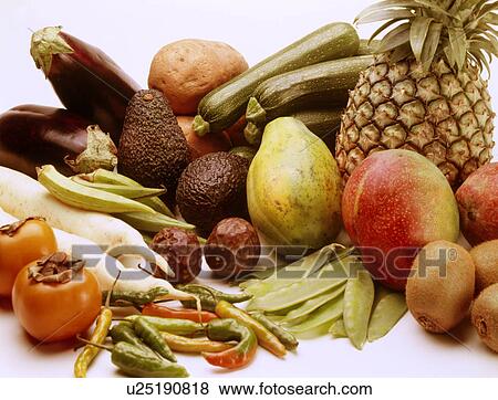 Fresh fruit and vegetable selection View Large Photo Image Stock Photo - Fresh fruit and vegetable selection. Fotosearch