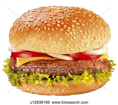 Stock Photo - Hamburger on White - Non Exclusive. Fotosearch