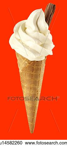 Stock Image - Ice cream on red. Fotosearch