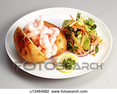 Jacket Potato with prawns View Large Photo Image Stock Image - Jacket Potato with prawns. Fotosearch