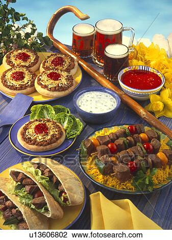 Kebabs and pitta pockets View Large Photo Image Stock Image - Kebabs and pitta pockets. Fotosearch