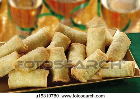 Stock Image - Mini vegetable spring rolls. Fotosearch