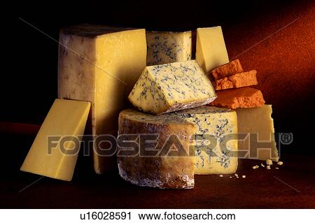 Stock Image - Mixed cheeses. Fotosearch