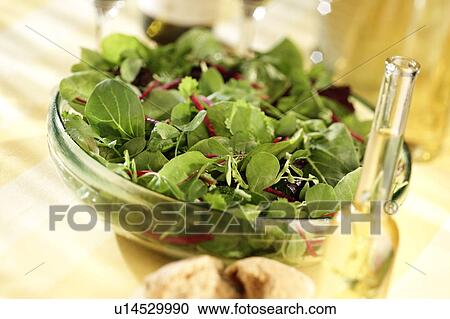 Stock Image - Mixed green salad. Fotosearch