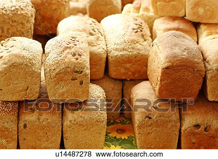 Mixed Tin Loaves on a market stall View Large Photo Image Stock Photo - Mixed Tin Loaves on a market stall. Fotosearch