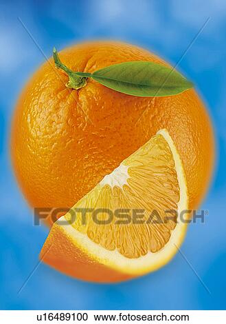 Stock Image - Oranges On Blue - Non Exclusive. Fotosearch