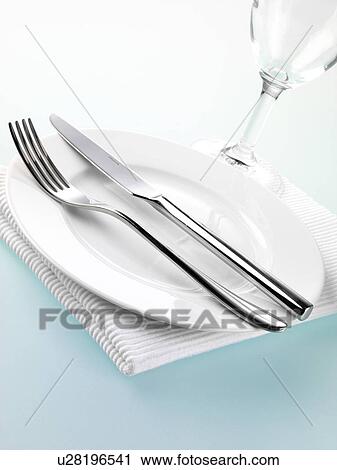 Stock Image - Plate With Knife And Fork. Fotosearch