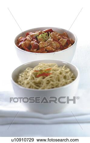 Stock Photo - red thai curry and noodles. Fotosearch