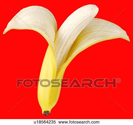 Stock Photography - Single Banana on Red - Non Exclusive. Fotosearch