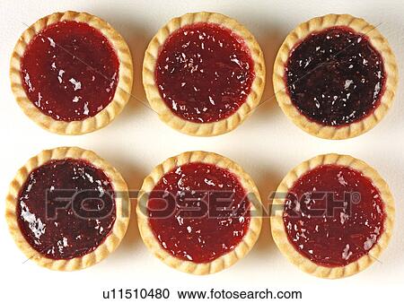 Stock Image - Six Jam Tarts. Fotosearch