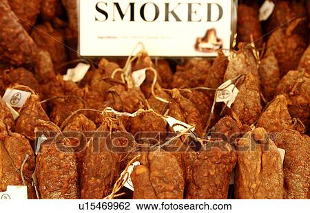 Smoked french pork sausages View Large Photo Image Stock Image - Smoked french pork sausages. Fotosearch