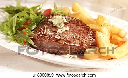 Steak And Fries With Stilton - Non Exclusive View Large Photo Image Stock Photo - Steak And Fries With Stilton - Non Exclusive. Fotosearch