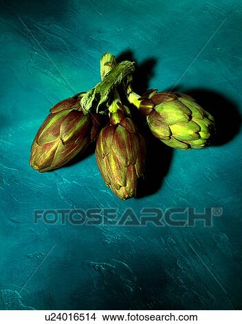 Picture - Three artichokes. Fotosearch