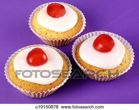 Three Cherry Cupcakes - Non Exclusive View Large Photo Image Stock Photo - Three Cherry Cupcakes - Non Exclusive. Fotosearch