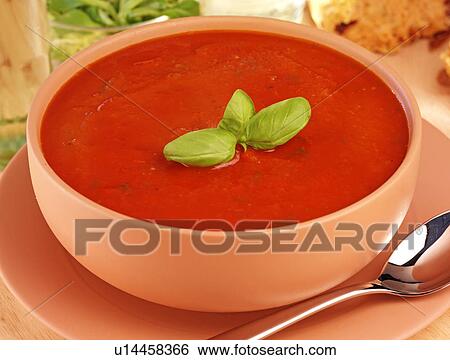 Tomato And Basil Soup - Non Exclusive View Large Photo Image Stock Photograph - Tomato And Basil Soup - Non Exclusive. Fotosearch