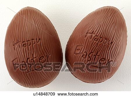 Stock Photo - Two Chocolate Easter Eggs - Non Exclusive. Fotosearch