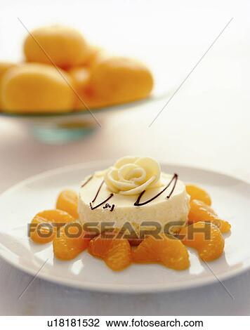 Stock Image - Nectarine cheesecake. Fotosearch