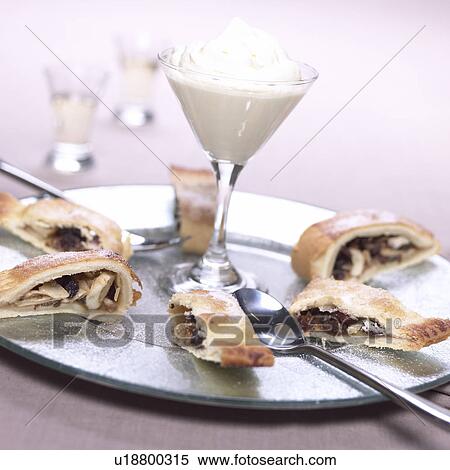 Apple Strudel With Cream View Large Photo Image Stock Photography - Apple Strudel With Cream. Fotosearch