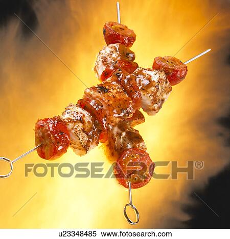 Stock Photography - Chicken and Cherry Tomato Kebab. Fotosearch