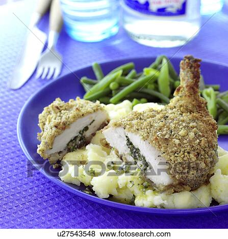 Chicken Kiev and mashed potatoes View Large Photo Image Stock Photo - Chicken Kiev and mashed potatoes. Fotosearch