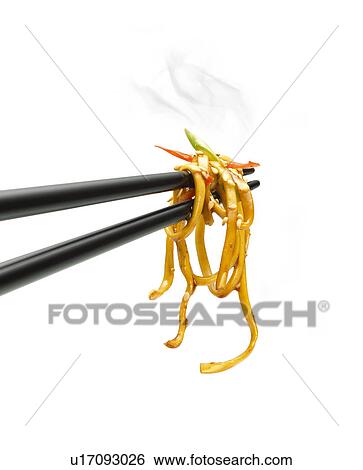 Stock Photograph - Noodles on Chopsticks. Fotosearch