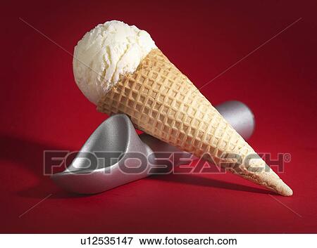 Stock Photo - Vanilla Ice cream cone. Fotosearch