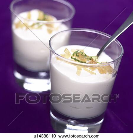 Stock Image - Yoghurt with ginger and lime. Fotosearch