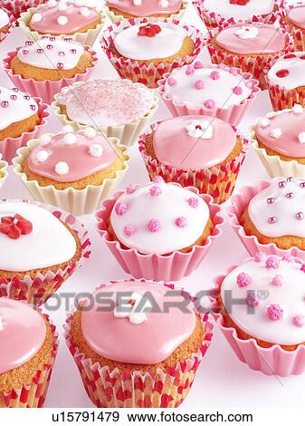 Pink And White Cupcakes Or Fairy Cakes Stock Photo Pink And White Cupcakes Or Fairy Cakes Stock Photo