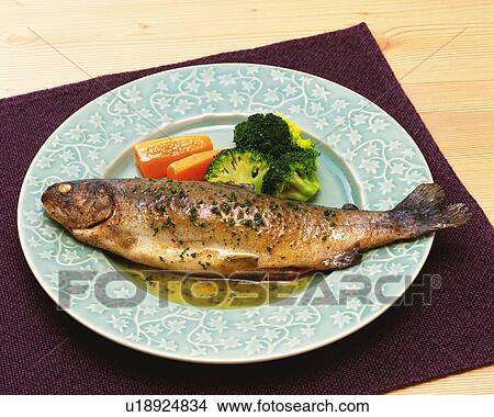 Fish Dish in Western Style, High Angle View View Large Photo Image Picture - Fish Dish in Western Style, High Angle View. Fotosearch