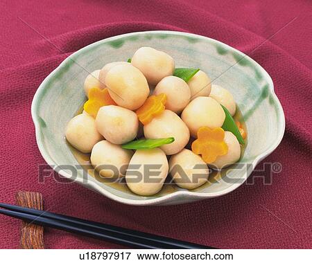 Stock Photo - Japanese Cooked Dish, High Angle View. Fotosearch