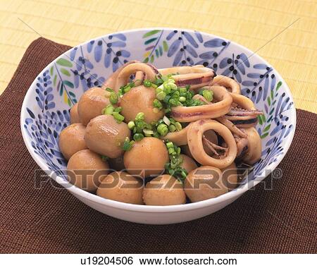 Stock Photograph - Japanese Cooked Dish, High Angle View. Fotosearch