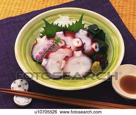 Sashimi Octopus, High Angle View View Large Photo Image Stock Photograph - Sashimi Octopus, High Angle View. Fotosearch