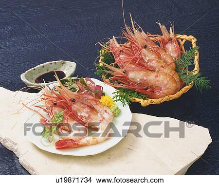Sashimi Shrimps, High Angle View View Large Photo Image Picture - Sashimi Shrimps, High Angle View. Fotosearch