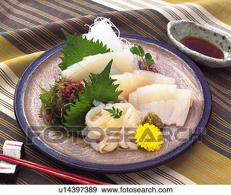 Stock Photo - Sashimi Squid, Close Up. Fotosearch