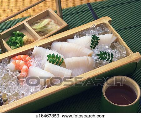 Stock Photo - Sashimi Squid, Close Up. Fotosearch