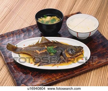 Set Meal of the Cooked Flatfish, High Angle View View Large Photo Image Picture - Set Meal of the Cooked Flatfish, High Angle View. Fotosearch