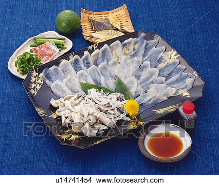 Sliced of Blowfish, High Angle View View Large Photo Image Picture - Sliced of Blowfish, High Angle View. Fotosearch