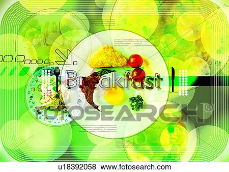 Food on a plate superimposed on a green background View Large Illustration Stock Illustration - Food on a plate superimposed on a green background. Fotosearch