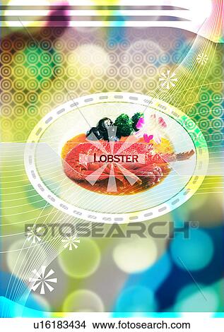 Food on a plate superimposed on a multi colored background View Large Illustration Stock Illustration - Food on a plate superimposed on a multi colored background. Fotosearch