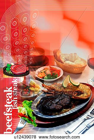 Food on a plate superimposed on a red background View Large Illustration Stock Illustration - Food on a plate superimposed on a red background. Fotosearch