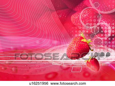 Stock Illustration - Fruit superimposed on a colored background. Fotosearch