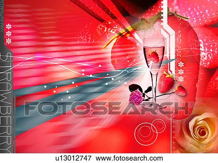 Stock Illustration - Fruit cocktail superimposed on a glowing background. Fotosearch