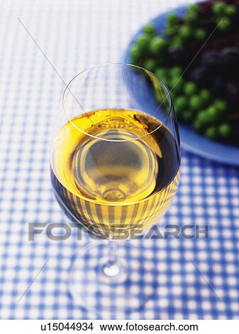 Picture - White Wine and Grape, High Angle View. Fotosearch