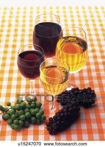 Stock Image - Wine and Grape, High Angle View. Fotosearch