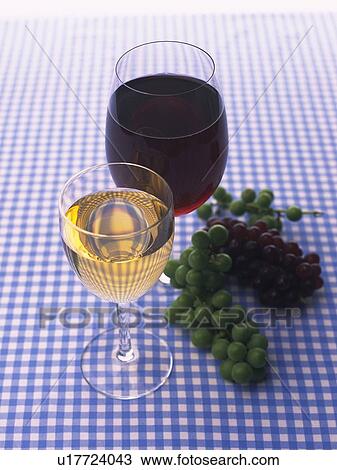 Stock Image - Wine and Grape, High Angle View. Fotosearch
