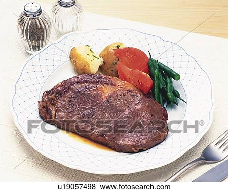 Beef Steak, High Angle View View Large Photo Image Stock Photo - Beef Steak, High Angle View. Fotosearch