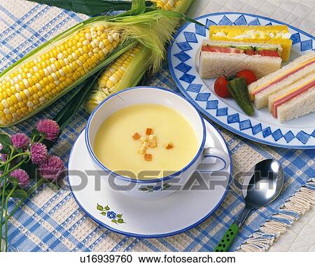 Corn Soup, High Angle View View Large Photo Image Stock Image - Corn Soup, High Angle View. Fotosearch